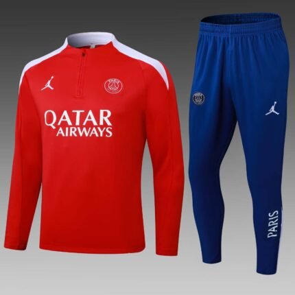 2025/2026 Psg Paris Saint-Germain Half-Pull Training Suit Red Football Shirt 1:1 Thai Quality Set